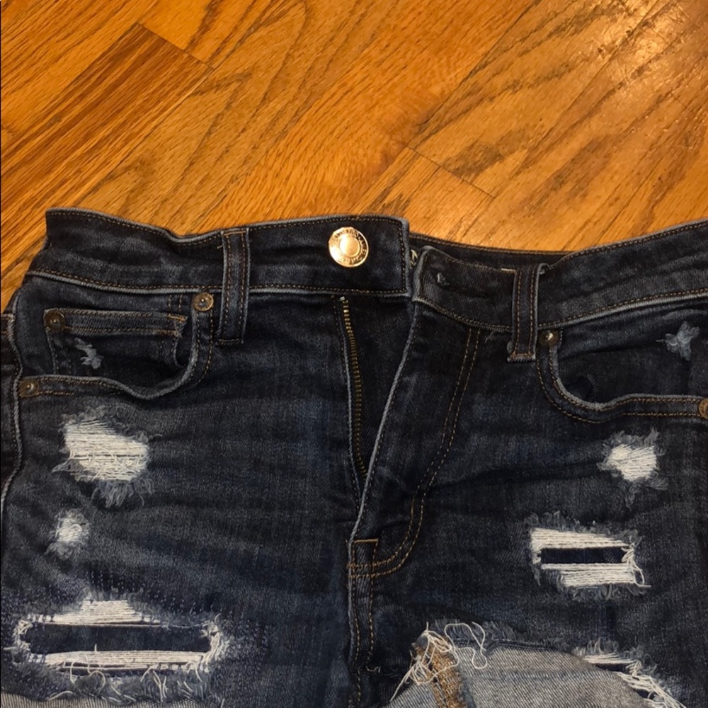 American Eagle Ripped High Waisted Jean Shorts